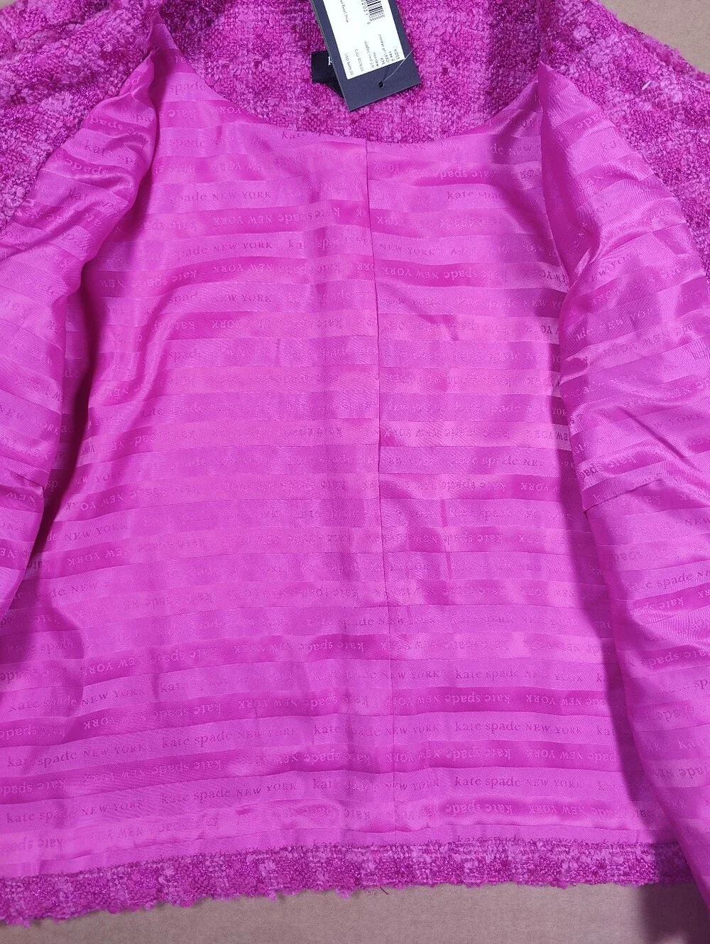 NWT Kate Spade Cadillac Tweed Wool Blend Pink Check Jacket Size 8 Retail 498$